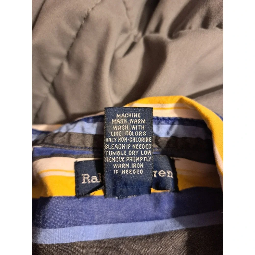 Ralph Lauren 24M Stripe Blue/Yell‎ Cotton LS Button-Up Americana Preppy Classic